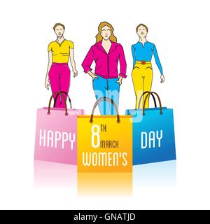 happy womens day design , fashion model on ramp design Stock Vector
