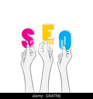 SEO text hold in hand design Stock Vector