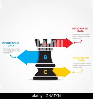 creative business info-graphic by chess rook design vector Stock Vector