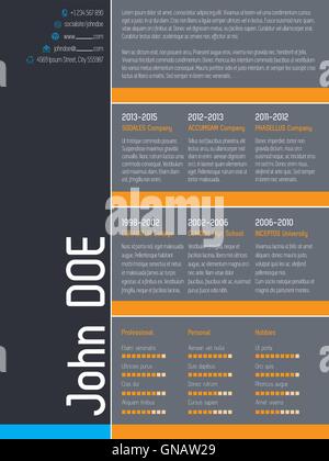 Modern resume cv template with simplistic elements Stock Vector