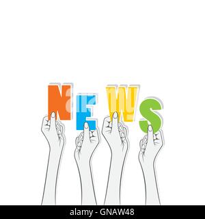 news text hold in hand design Stock Vector