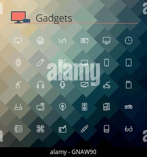 Gadgets Line Icons Stock Vector