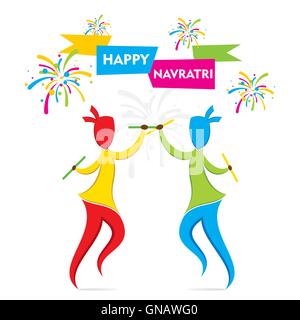 happy navratri festival celebrate by dancing garba Stock Vector