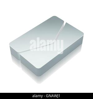 Finance icon: 3d metallic Email with reflection, vector illustration. Stock Vector