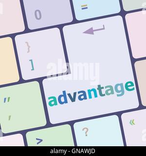 Close up view on conceptual keyboard - advantage vector illustration Stock Vector
