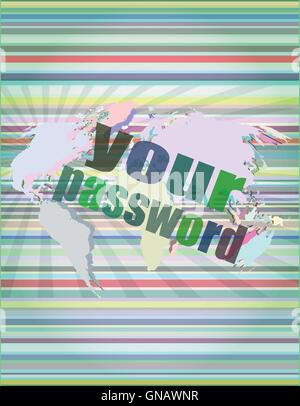 Security concept: Data on digital screen, contrast, 3d render vector illustration Stock Vector