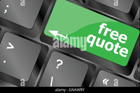 Keyboard with free quote button, business concept. Keyboard keys icon button vector Stock Vector