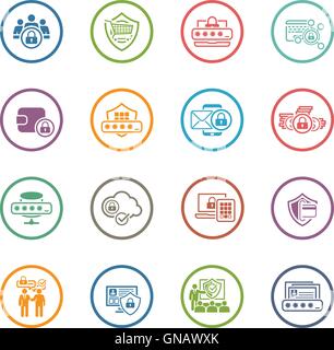 Flat Design Protection and Security Icons Set. Stock Vector