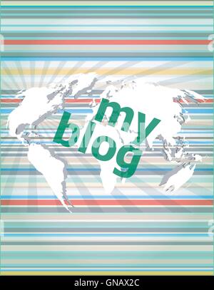 my blog - green digital background - Global internet concept vector quotation marks with thin line speech bubble. concept of cit Stock Vector