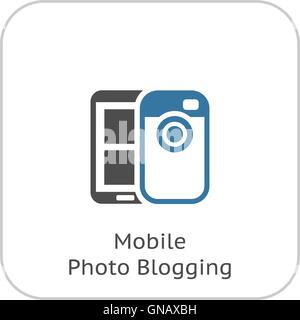 Mobile Photo Blogging Icon. Flat Design. Stock Vector