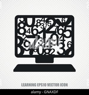 Studying vector Computer Pc icon. Modern flat design. Stock Vector