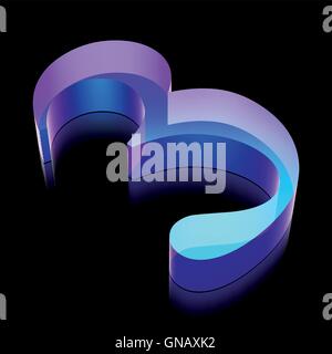 3d neon glowing character 3 made of glass, vector illustration. Stock Vector