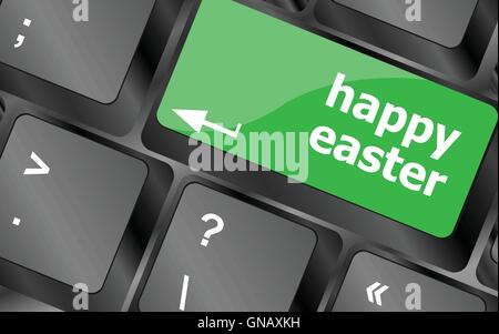 happy Easter text button on keyboard. Keyboard keys icon button vector Stock Vector