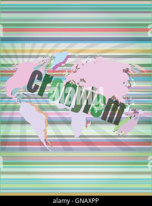 words cronyism on digital screen, business concept vector illustration Stock Vector
