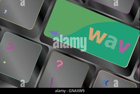 wav word on keyboard keys button vector keyboard key. keyboard button. Vector illustration Stock Vector