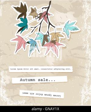 Card with autumn leaves. Stock Vector