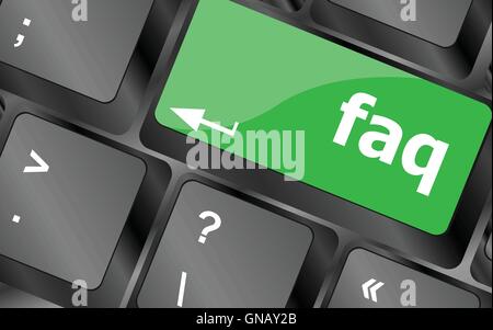 Computer keyboard key with key FAQ, closeup. Keyboard keys icon button vector. Keyboard Icon, Keyboard Icon Vector, Keyboard Ico Stock Vector