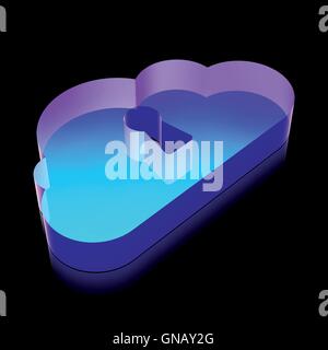 3d neon glowing Cloud With Keyhole icon made of glass, vector illustration. Stock Vector