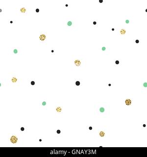 Abstract Seamless Pattern on White Background with Black and Gol Stock Vector