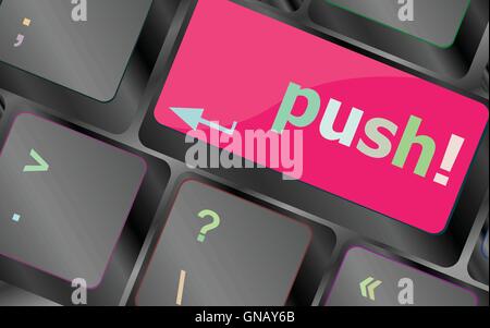 push key on computer keyboard, business concept vector keyboard key. keyboard button. Vector illustration Stock Vector