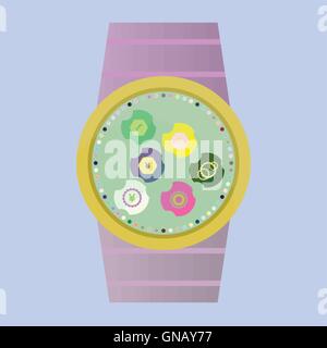 Smart watch with apps icons Stock Vector
