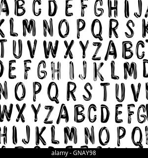 Hand Drawn Alphabet. Seamless Pattern Stock Vector