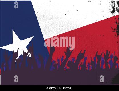 Texas State Flag with Audience Stock Vector