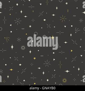 Geometric seamless pattern. Gold, gray and beige colors. Stars, Stock Vector