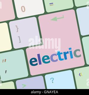 electric word on keyboard key, notebook computer button vector illustration Stock Vector