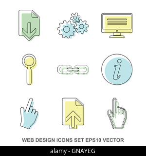 Set of web design Colored icons. EPS 10, vector illustration. Stock Vector