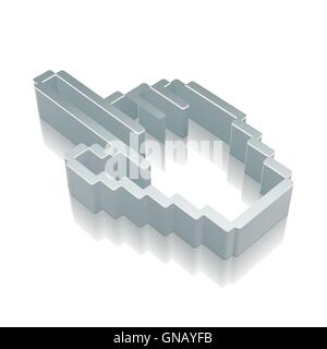 3d metallic Mouse Cursor icon with reflection, vector illustration. Stock Vector