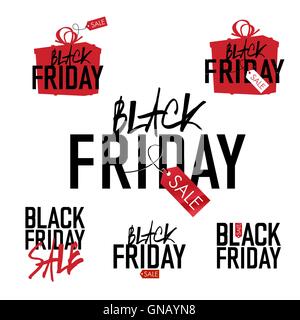 Black Friday sales Advertising Labels Collection. Stock Vector