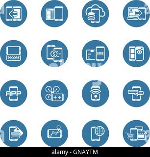 Flat Design Mobile Devices and Services Icons Set. Stock Vector