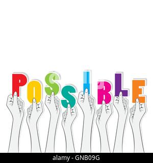 possible text hold in hand design Stock Vector