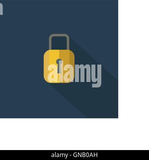 Padlock icon , Flat design style, vector illustration. long shad Stock Vector