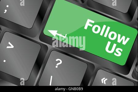 Social media concept: Keyboard with Follow Us button. Keyboard keys icon button vector. Keyboard Icon, Keyboard Icon Vector, Key Stock Vector