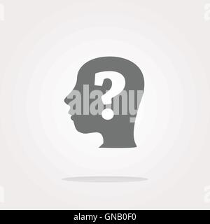 question mark on human head icon vector, question mark on human head icon, question mark on human head icon picture, question ma Stock Vector