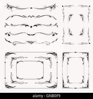 Vector Calligraphic Frames and Vignettes Stock Vector