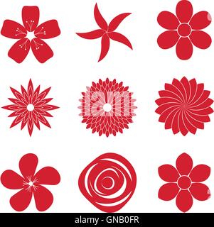 Icon Set of Flower Stock Vector