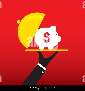 piggy bank on tray concept design vector Stock Vector