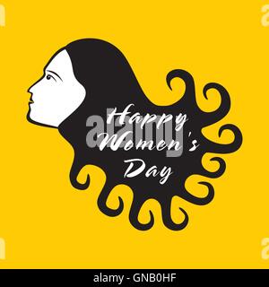 happy women day design , women with curly hair design vector Stock Vector