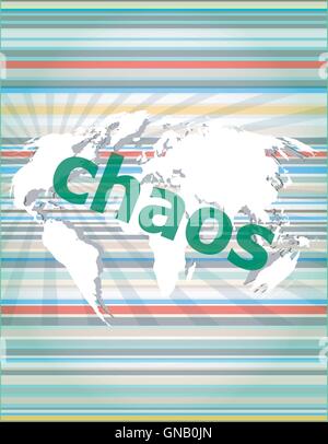 chaos word on business digital touch screen vector quotation marks with thin line speech bubble. concept of citation, info, test Stock Vector