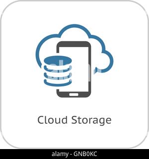 Cloud Storage Icon. Flat Design. Stock Vector