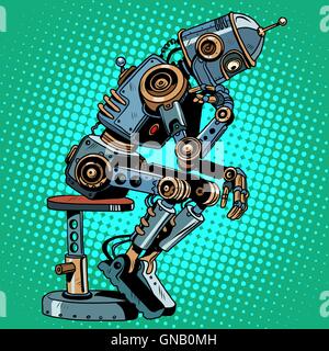 Robot thinker artificial intelligence progress Stock Vector