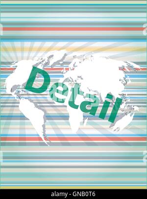 The word detail on digital screen, business concept vector quotation marks with thin line speech bubble. concept of citation, in Stock Vector