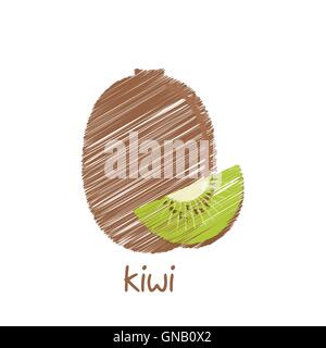 kiwi fruit, sketch design vector Stock Vector