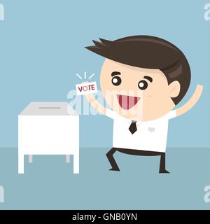 Businessman vote at ballot box, Vector illustration, flat design Stock Vector
