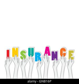 insurance text hold in hand design Stock Vector