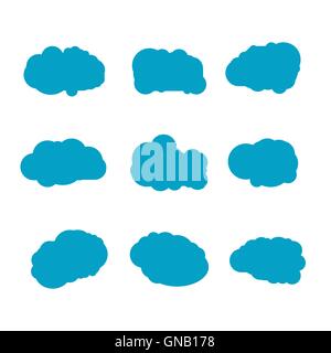 Set of blue sky, clouds. Cloud icon, cloud shape. Set of different clouds. Collection of cloud icon, shape, label, symbol. Graph Stock Vector