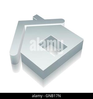 3d metallic Home icon with reflection, vector illustration. Stock Vector